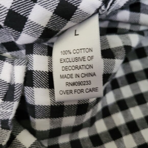 On the Byas Button Up Shirt Mens Size Large Gingham Short Sleeve Black White - Picture 5 of 5